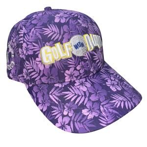 Hawaii Prince Golf Club Hat Cap Strap Back Purple Floral Hawaiian Aloha Mens